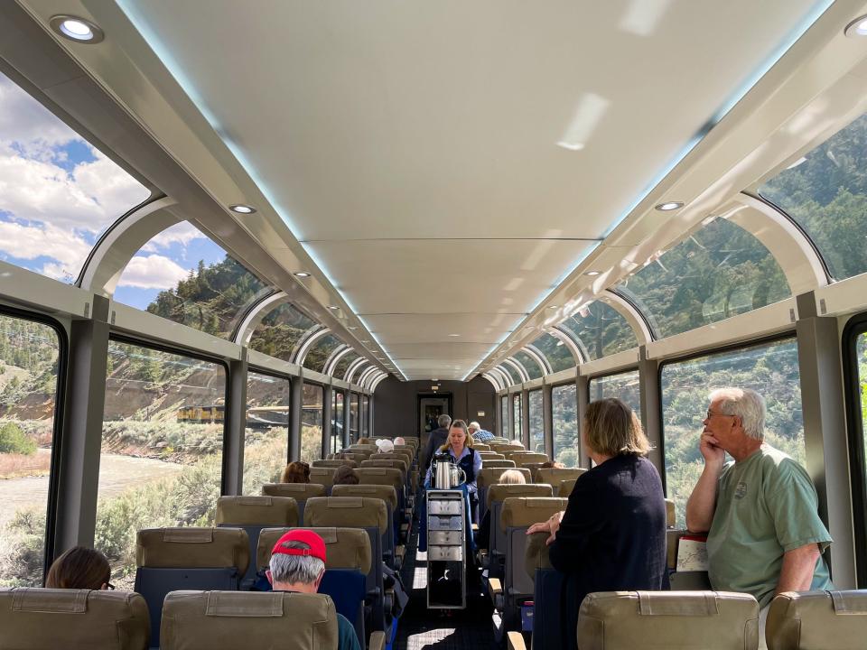 The interior of the Rocky Mountaineer train.