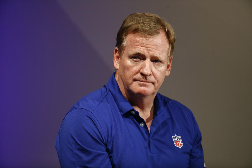 NFL commissioner Roger Goodell's response to black players calling on the league to address systematic racism and oppression put his face on the message that will get delivered straight to critics, including President Donald Trump. (AP Photo/Patrick Semansky, File)