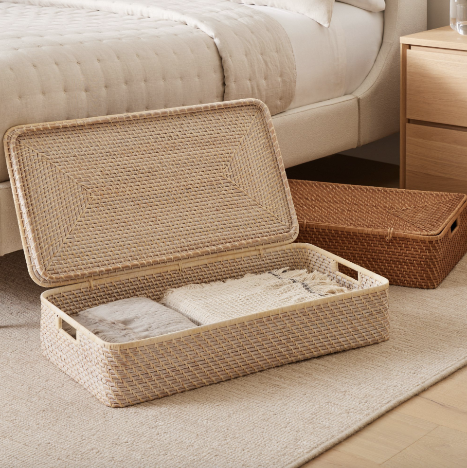 <p><a href="https://go.redirectingat.com?id=74968X1596630&url=https%3A%2F%2Fwww.westelm.com%2Fproducts%2Fmodern-weave-lidded-storage-basket-whitewashed-d5292%2F&sref=https%3A%2F%2Fwww.bestproducts.com%2Fhome%2Fcleaning-organizing%2Fg1141%2Funderbed-storage-drawers%2F" rel="nofollow noopener" target="_blank" data-ylk="slk:Shop Now;elm:context_link;itc:0;sec:content-canvas" class="link ">Shop Now</a></p><p>Modern Weave Rattan Underbed Baskets</p><p>westelm.com</p><p>$145.00</p>