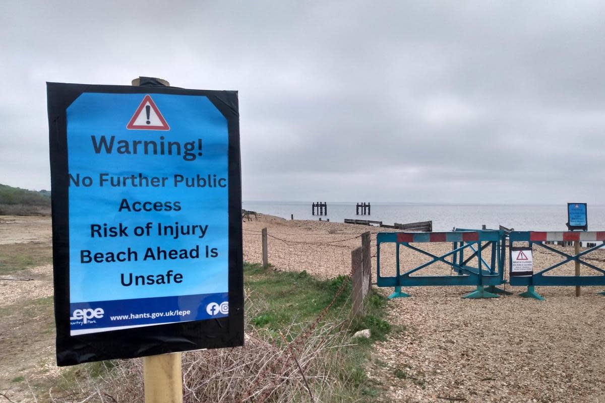 Historic D-Day structures at Lepe will still be fenced off on the 80th anniversary of the landings <i>(Image: Newsquest)</i>