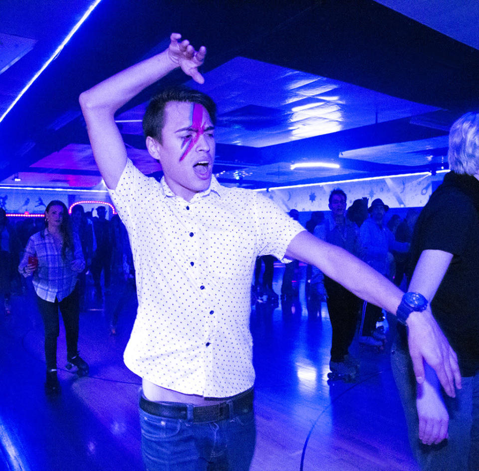 Skaters at the David Bowie Skate Tribute. 