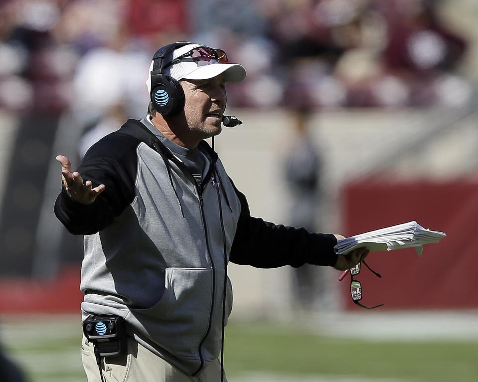 Texas A&M coach Jimbo Fisher is sitting on a gold mine of high school talent. (Bob Levey/Getty Images)