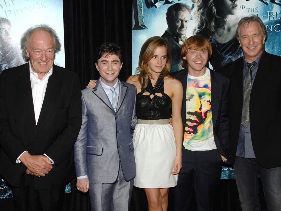 Michael Gambon, left, and Daniel Radcliffe, right, attend the premiere of "Harry Potter and the Half Blood Prince in 2009.