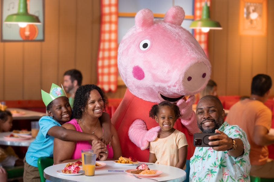 Guests at Peppa Pig Theme Park in Winter Haven, FL, can enjoy a character breakfast with Peppa herself.