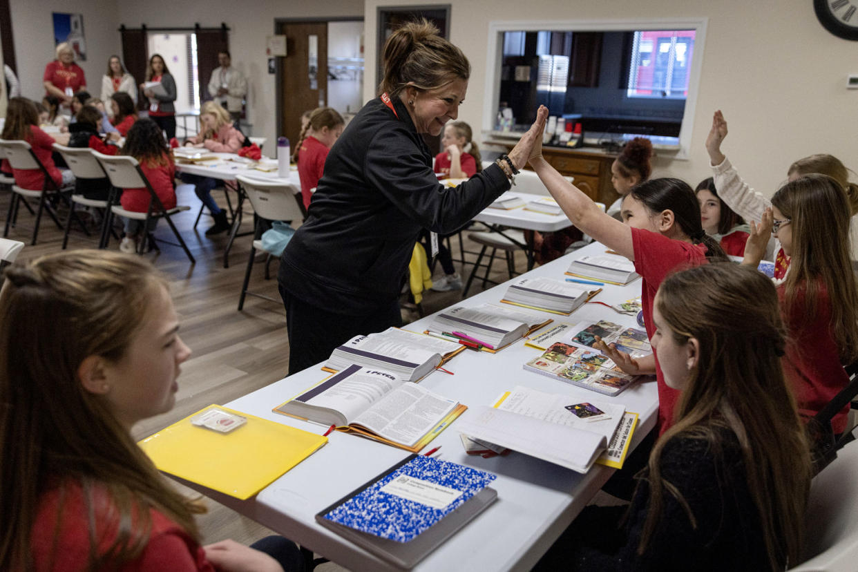 Kids participate in LifeWise Academy (Maddie McGarvey for NBC News)