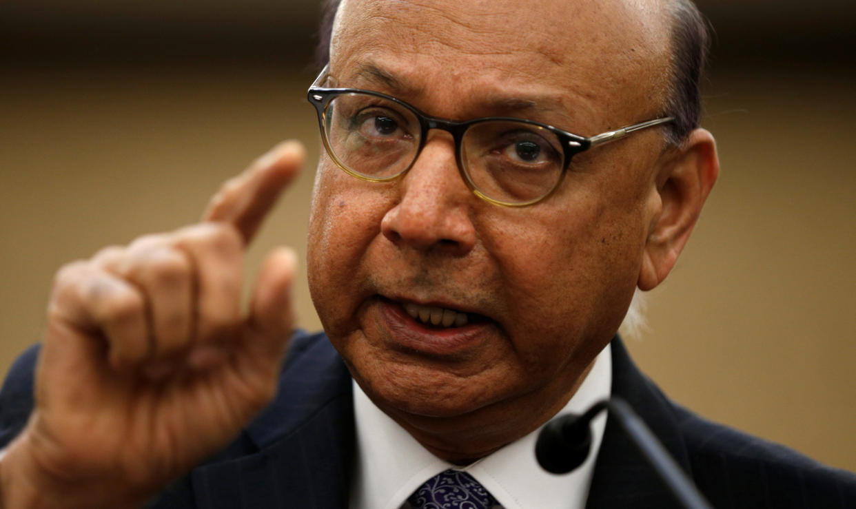 Khizr Khan, the Gold Star father who famously addressed the 2016 Democratic National Convention, spoke in Seattle on Feb. 19 to commemorate the anniversary of the executive order that incarcerated Japanese-Americans during World War II. (Photo: Kevin Lamarque/Reuters)