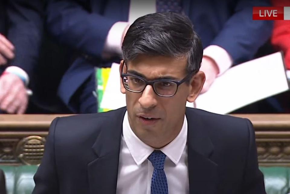 Rishi Sunak in PMQs on Wednesday (Sky News)