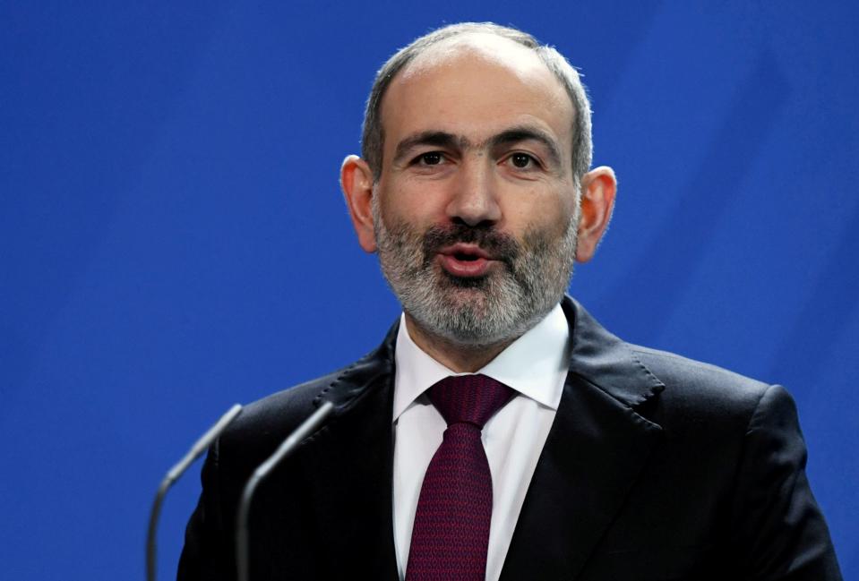 FILE PHOTO: Armenia's Prime Minister Nikol Pashinyan at the Chancellery in Berlin, Germany, February 13, 2020.  REUTERS/Annegret Hilse