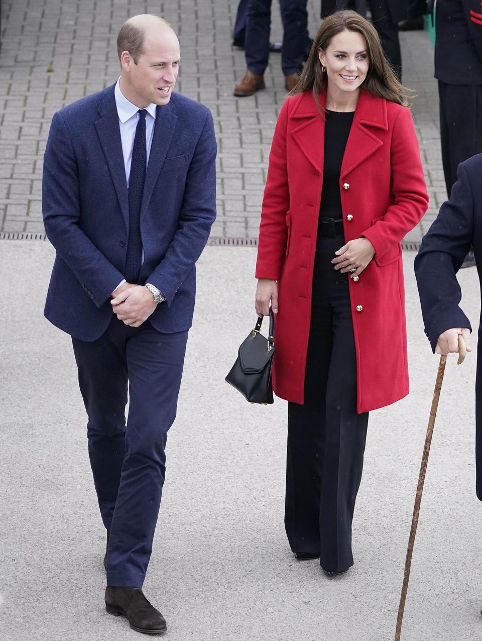 Prince William, Prince of Wales and Catherine, Princess of Wales at the RNLI Holyhead Lifeboat Station, in Holyhead, Wales