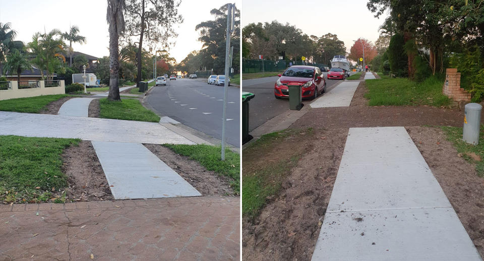 Footpath on Gerald Road and Blaxland Road in Illawong, south of Sydney