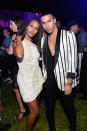 <p>Washington wore a beaded one-shoulder dress next to the ceative director who rocked a sleek striped jacket. (Photo by Stefanie Keenan/Getty Images for BALMAIN) </p>