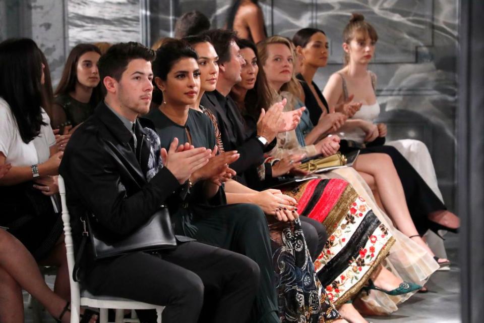 <p>Nick Jonas and Priyanka Chopra sitting front row at the Christian Dior Haute Couture Fall/Winter 2020 show.</p>