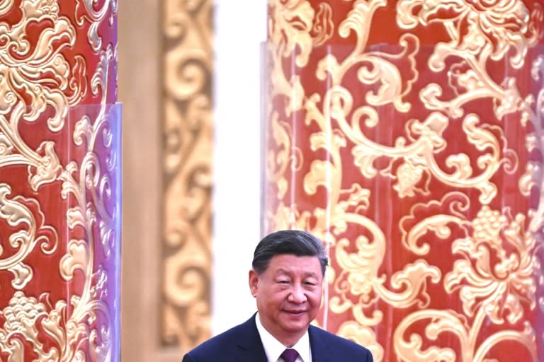 Chinese President Xi Jinping arrives for a ceremony in Beijing marking the 70th anniversary of the Five Principles of Peaceful Coexistence (Greg Baker)