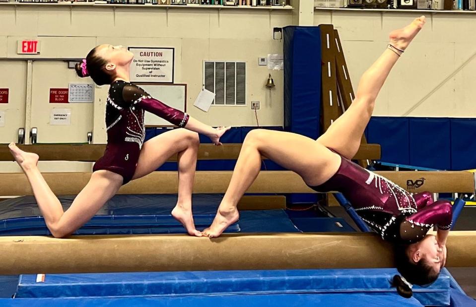 Bartlesville Gymnastics Club members Raynie Ketcher, left, and Isa Highfield, had both made the grade to compete in the Level 10 nationals.