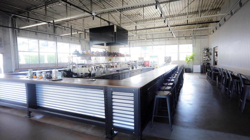 The Hub is the latest entertainment spot in San Luis Obispo, featuring new locations for Krobar Distillery and Central Coast Brewing. The main bar area for Krobar Distillery.