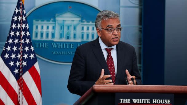 PHOTO: White House COVID-19 Response Coordinator Dr. Ashish Jha speaks to reporters during a press briefing at the White House on July 25, 2022. (Anna Moneymaker/Getty Images)
