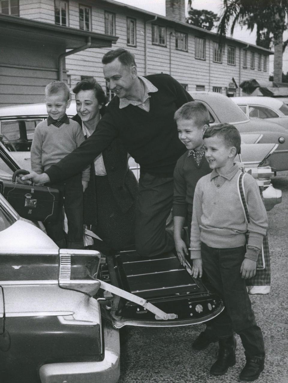 The Gromek family in 1957. From left to right, Brian, mother Jeanette, Steve Gromek, Carl, and Gregory, who was then 7.