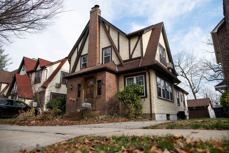 The childhood home of U.S. President Donald Trump is seen in the Jamaica Estates section of Queens borough of New York