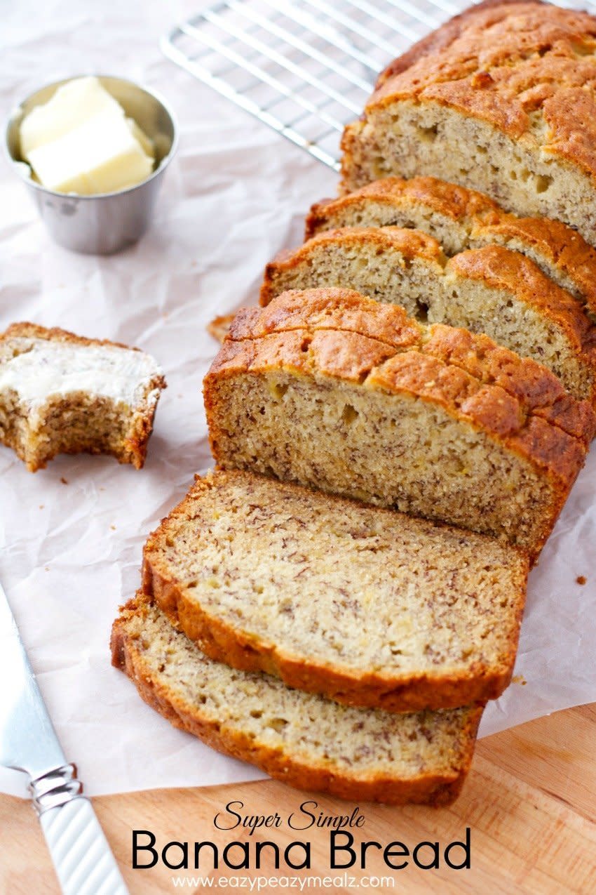 Let’s start with the basics: a classic, simple banana bread with great texture, perfect banana flavour, and lots of moisture. <a href="http://www.eazypeazymealz.com/super-simple-banana-bread/" target="_blank">Get the recipe from Eazy Peazy Mealz here. </a>