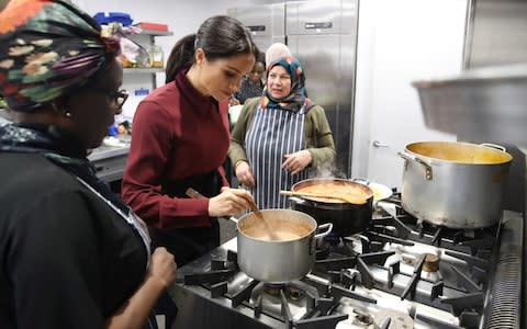 Meghan at the Hubb Community Kitchen - Credit: Getty