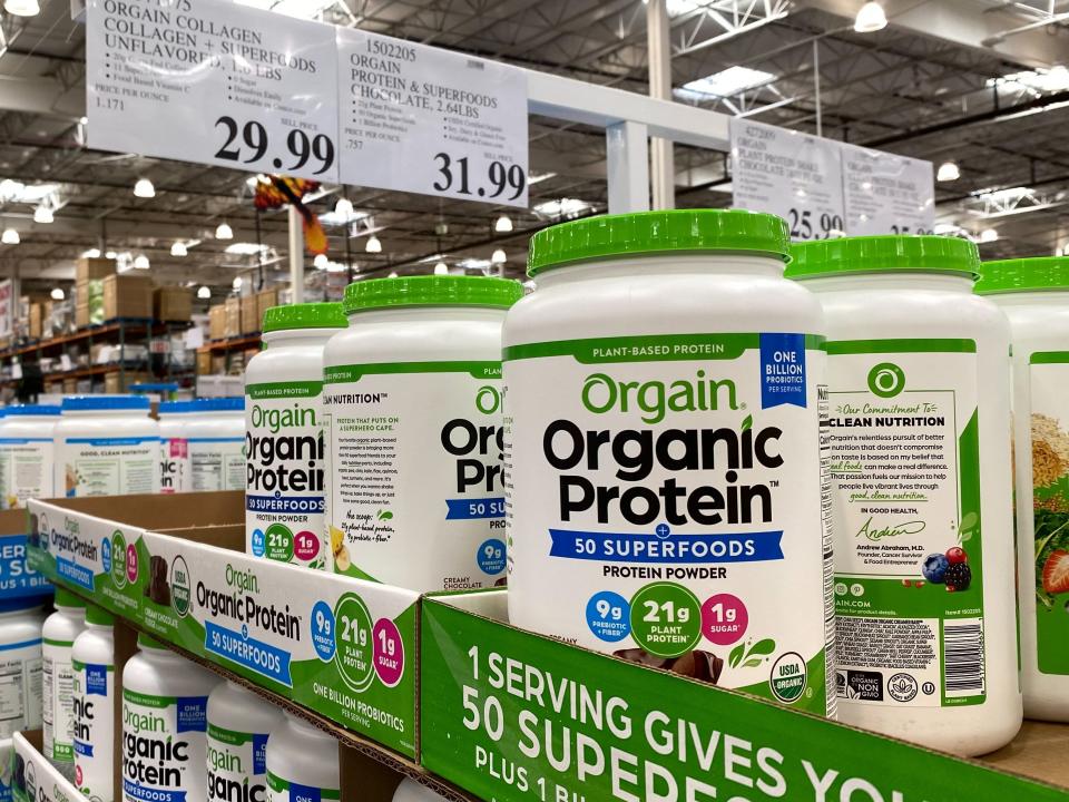 Orgain organic protein powder at Costco