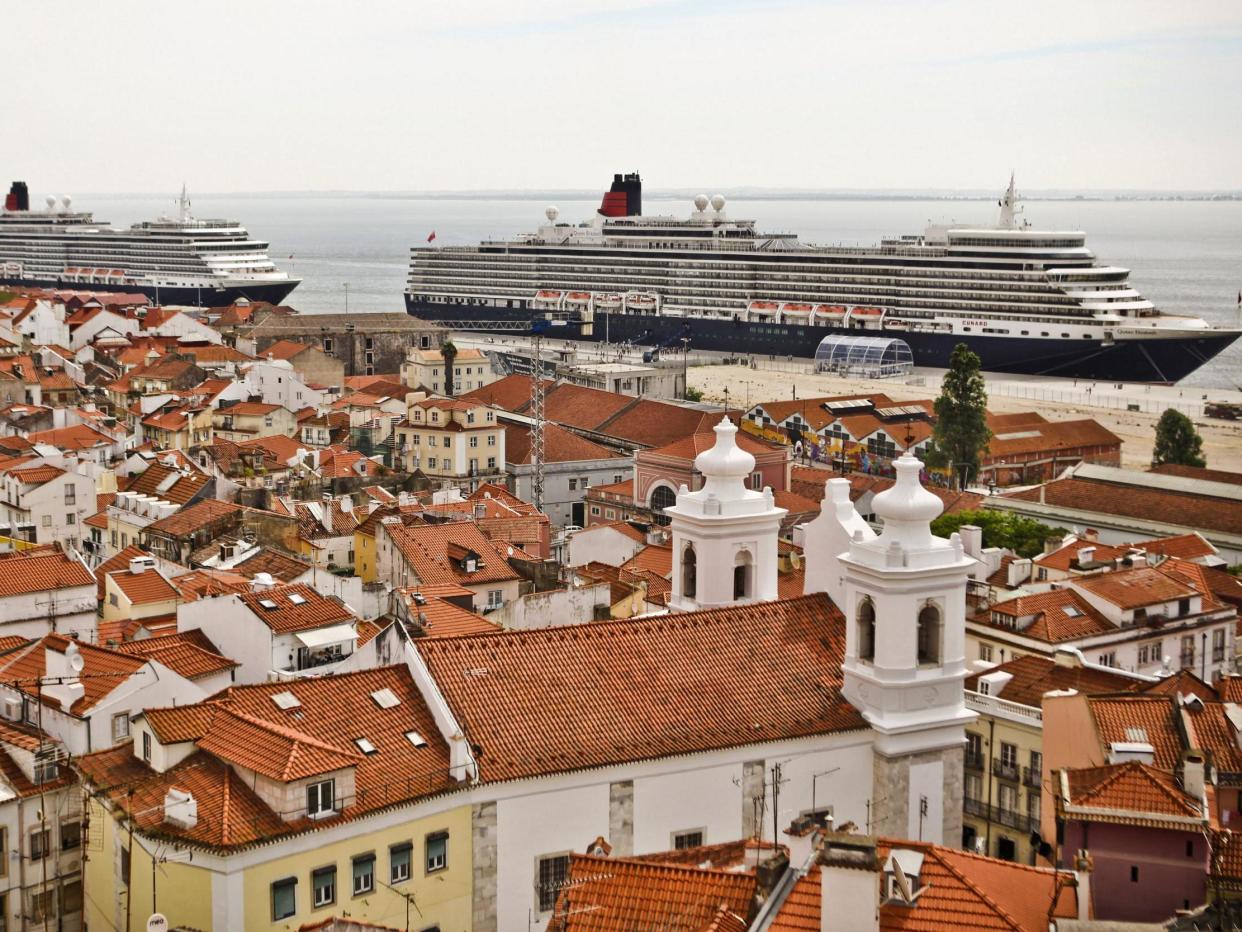 Cruise ships lie at anchor at the terminal in Lisbon in Portugal: EPA