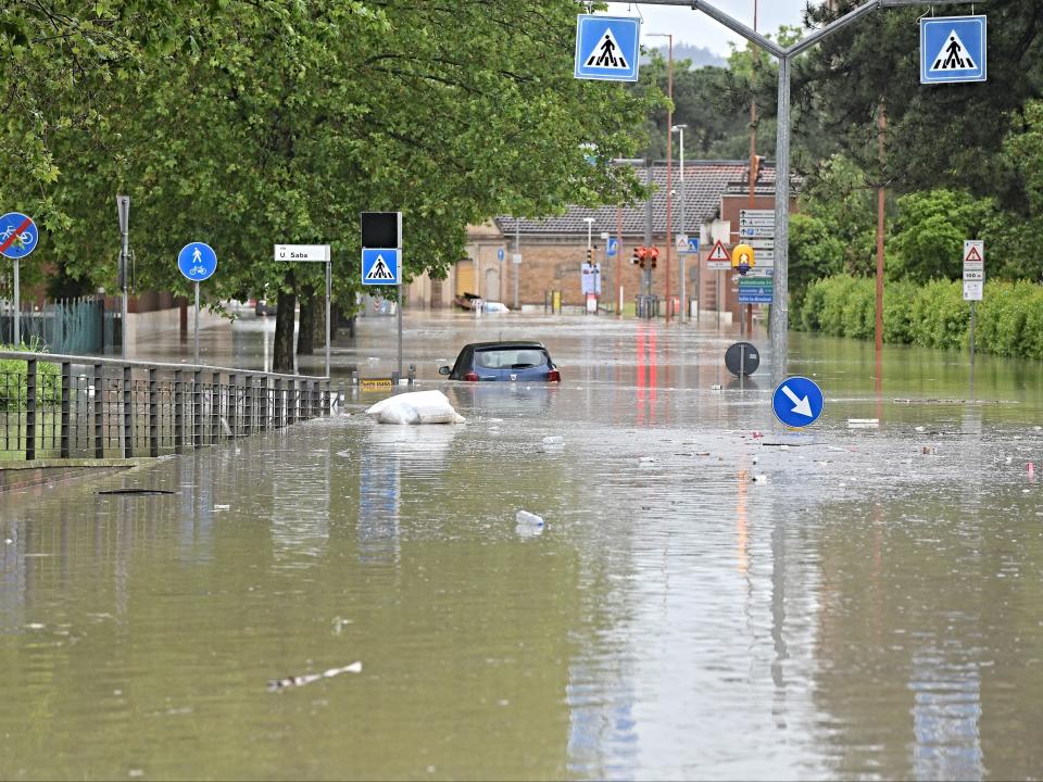 A street in Cesena shows the extent of severe flooding in Emilia Romagna (AFP via Getty Images)