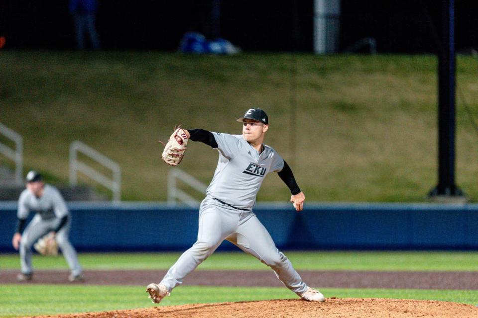 EKU closer Will Brian, a former Meade County High School standout, got the final four outs in the Colonels’ 6-3 win at Kentucky on March 29.