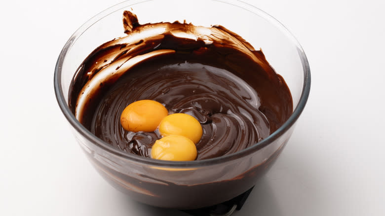 egg yolks and chocolate mixture