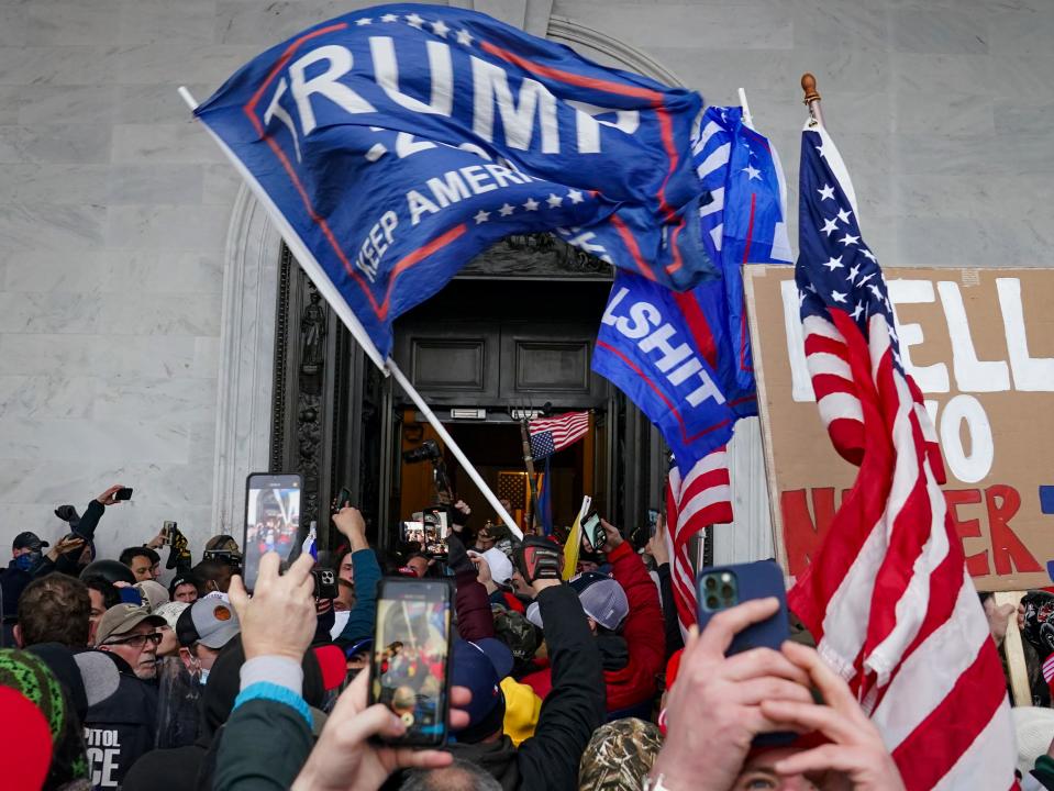 Rioters break into the Capitol in Washington on 6 January 2021 (AP)