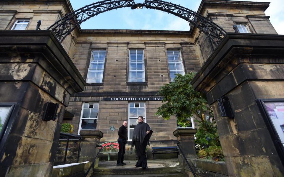 Trustee Andrew Bray and center manager Liz Annett in front of the Civic, the former town hall now used for a variety of activities