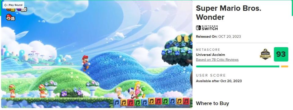 Super Mario Bros. Wonder es un juego excelente, según la crítica