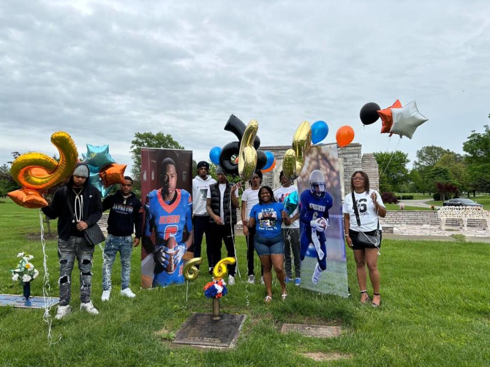 Friends and family of Jaylon McKenzie gathered at Lakeview Cemetery in Fairview Heights Sunday to hold a balloon release and memorial to observe the fifth anniversary of the shooting death of the promising young athlete.