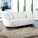 <b>Mayfair, four-seater sofa <br></b><br>Cool and classically contemporary, this curved white sofa is big enough to stretch out on, yet has a neat and tidy design that means it would work in a compact living room. Upholstered in faux white leather, it comes with lots of plump back cushions for added comfort.<br><br><b>£795, <a href="http://dwell.co.uk/111821/Mayfair-four-seater-sofa-white/" rel="nofollow noopener" target="_blank" data-ylk="slk:Dwell;elm:context_link;itc:0;sec:content-canvas" class="link ">Dwell </a></b>