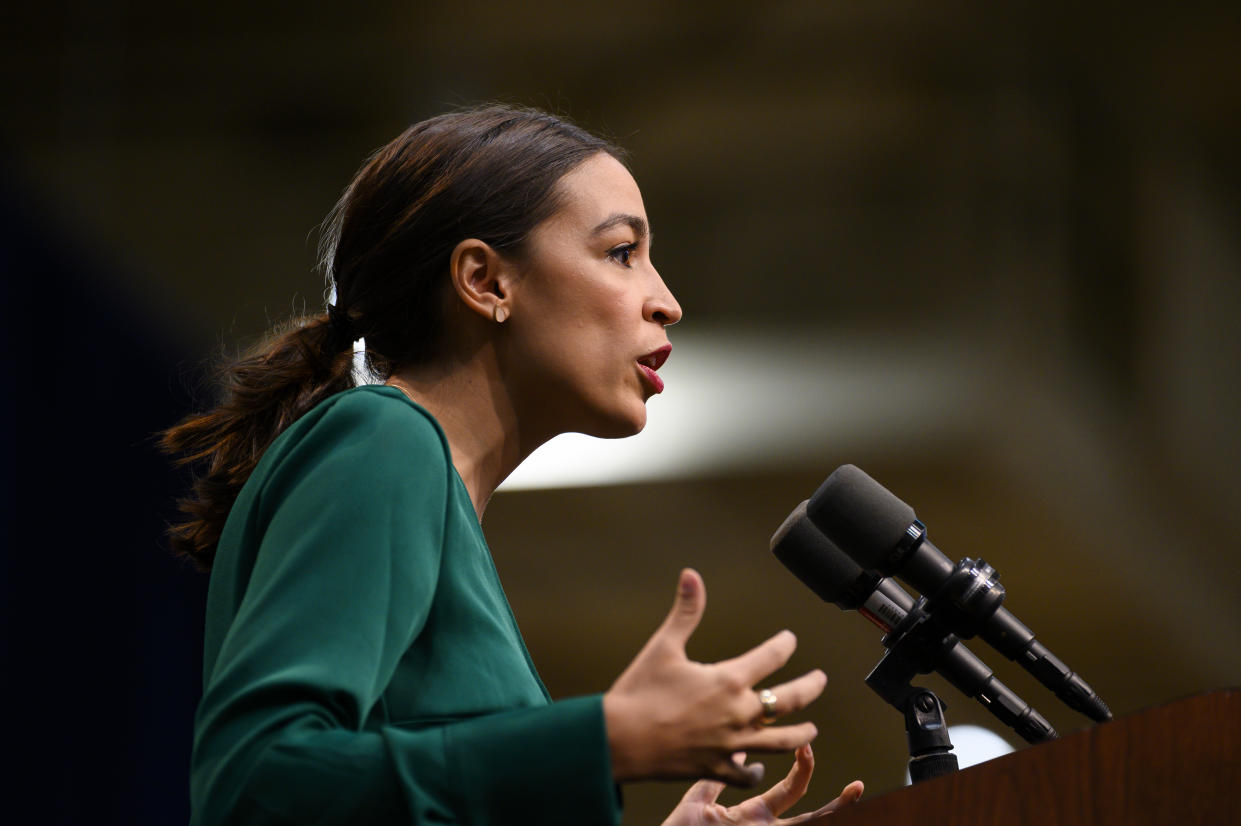 Alexandria Ocasio-Cortez is voicing her support for Taylor Swift in the performer’s battle to perform her old songs. (Photo: Stephen Maturen/Getty Images)