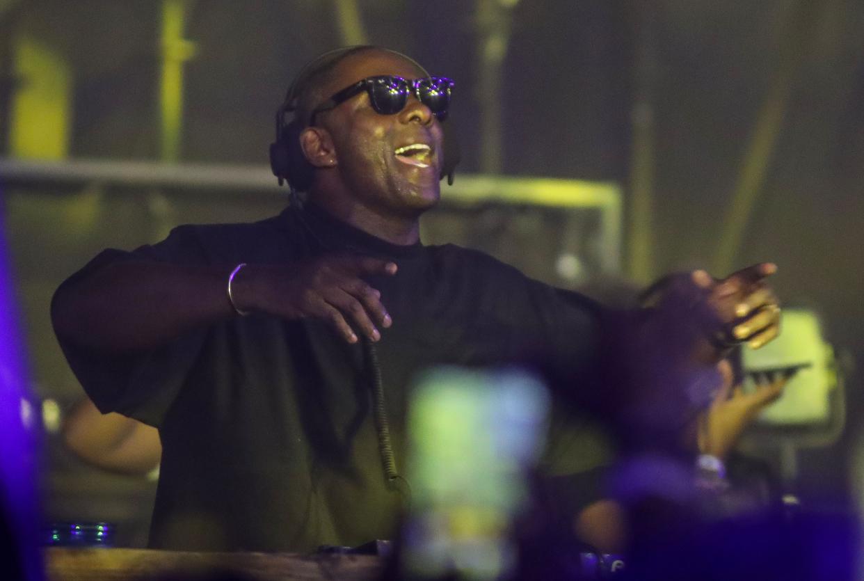 Idris Elba performs in the Yuma Tent at the Coachella Valley Music and Arts Festival at the Empire Polo Club in Indio, Calif., Friday, April 21, 2023. 