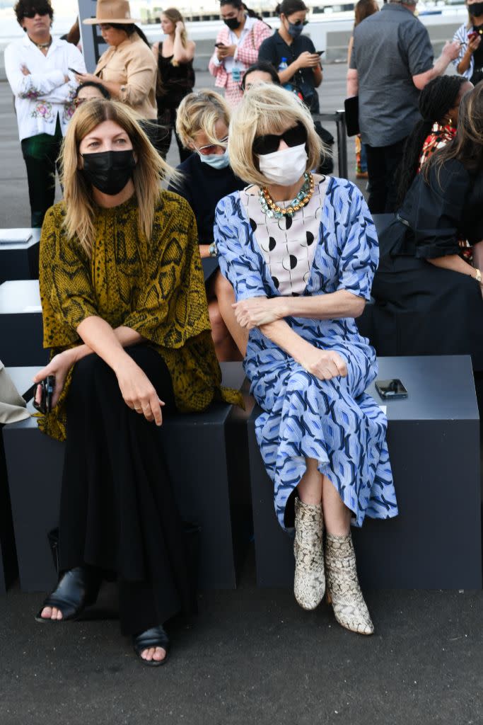 Vogue’s Virginia Smith and Anna Wintour masked up at the Coach spring ’22 show. - Credit: Courtesy of Coach