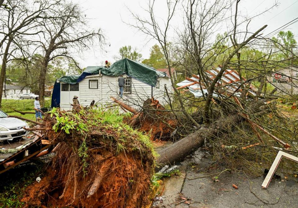 The home of Paul Pearson at the corner of Fraley Avenue and W. Martin Luther King Jr. Drive in Milledgeville was severely after strong storms rolled through over the weekend.