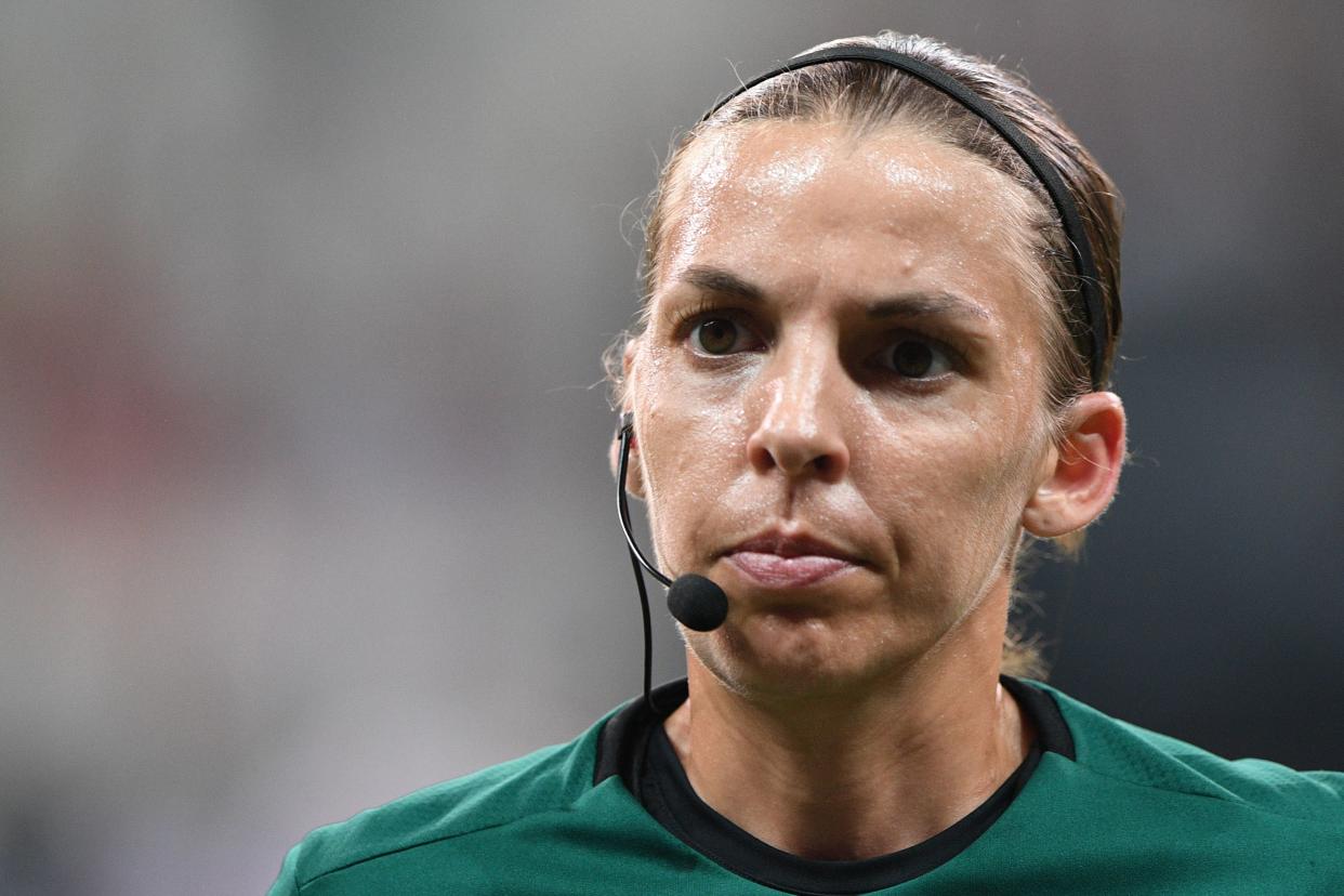 Stephanie Frappart looks on ahead of the UEFA Super Cup. (Credit: Getty Images)