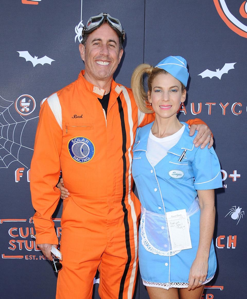 <p><strong>JESSICA</strong> and <strong>JERRY SEINFELD</strong> at the Good Foundation's Halloween party, dressed as Waitress and Billionaire With Car Elevator Who Has The Nerve To Complain When University Audiences Do Not Laugh At His Jokes, respectively.</p>