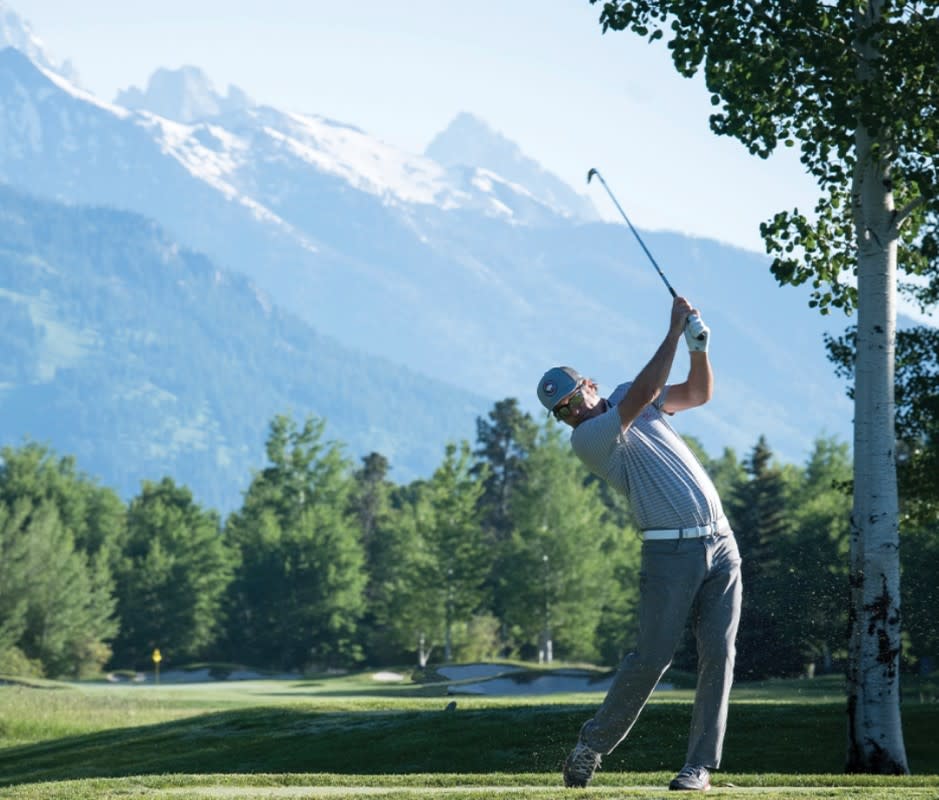 <p>Just outside the ski mecca of Jackson Hole in tiny Wilson, WY sits a golfing utopia in the Rockies. Teton Pines, perched some 6,200 feet above sea level, dazzles with paper-white sand traps, hypnotic views of the Teton Range, and an 18-hole Arnold Palmer layout that’s every bit as fun as it is picturesque. Pack your binoculars along with your rangefinder: Bears, moose, and elk are often seen crossing the fairways.</p>