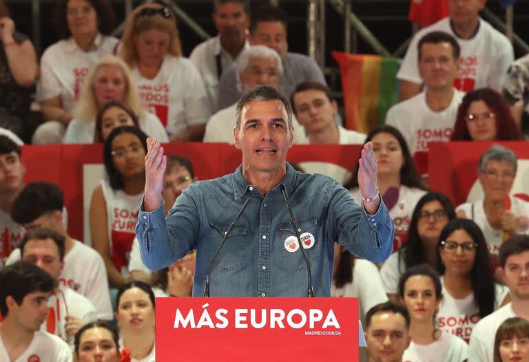 Pedro Sánchez, durante la última campaña europea