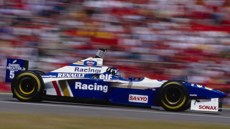 A photo of the FW18 Formula 1 car. 