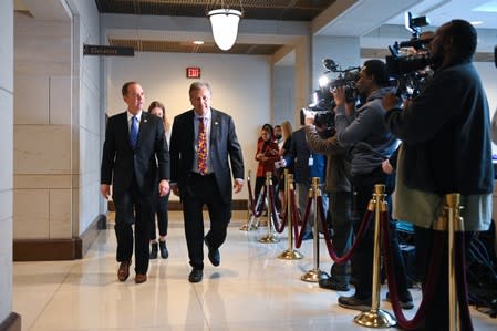 Rep. Schiff arrives with Rep. Vargas to hear testimony from U.S. Ambassador to the European Union Sondland as part of the impeachment inquiry led by the House Intelligence, House Foreign Affairs and House Oversight and Reform Committees in Washington