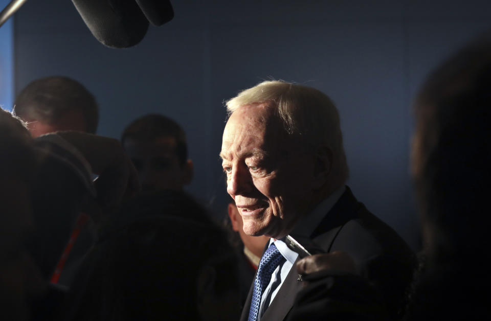 Cowboys owner Jerry Jones is standing behind his head coach after falling to 3-5 this season. (AP)