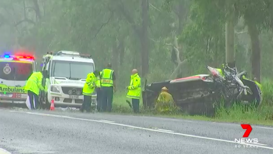 The 32-year-old was responding lights and sirens to a medical emergency around 8am, but lost control of the vehicle during a heavy downpour. Source: 7News