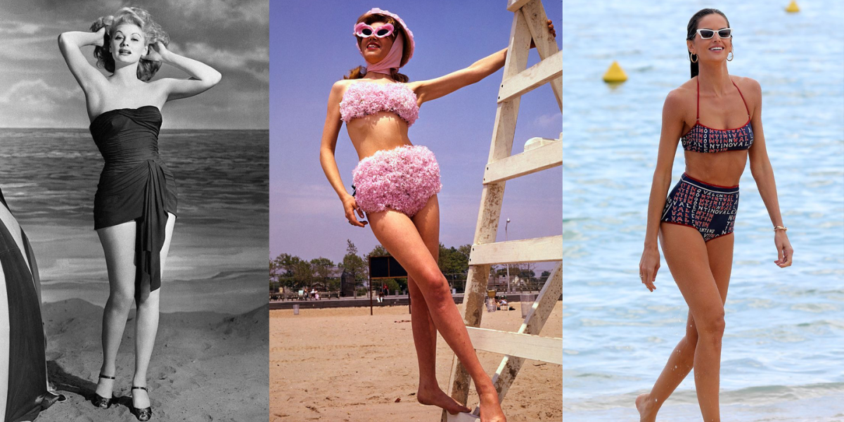 PIERRE NOIR Retro Bikini Swimsuit for Women High Waisted Bathing Suits  Tummy Control 