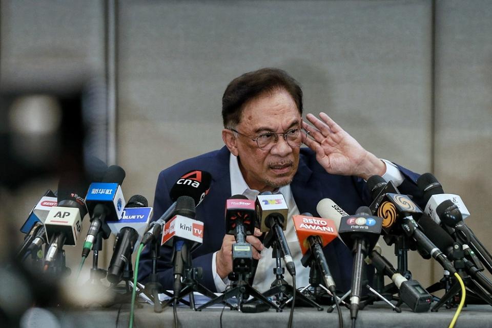 PKR president Datuk Seri Anwar Ibrahim speaks during a press conference in Kuala Lumpur September 23, 2020. — Picture by Ahmad Zamzahuri