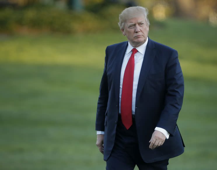 President Donald Trump in Washington, Sunday, April 9, 2017. (Photo: Pablo Martinez Monsivais/AP)