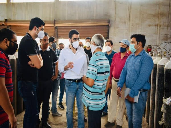 A Jammu and Kashmir Economic Reconstruction Agency team visits an oxygen-filling station in Jammu.